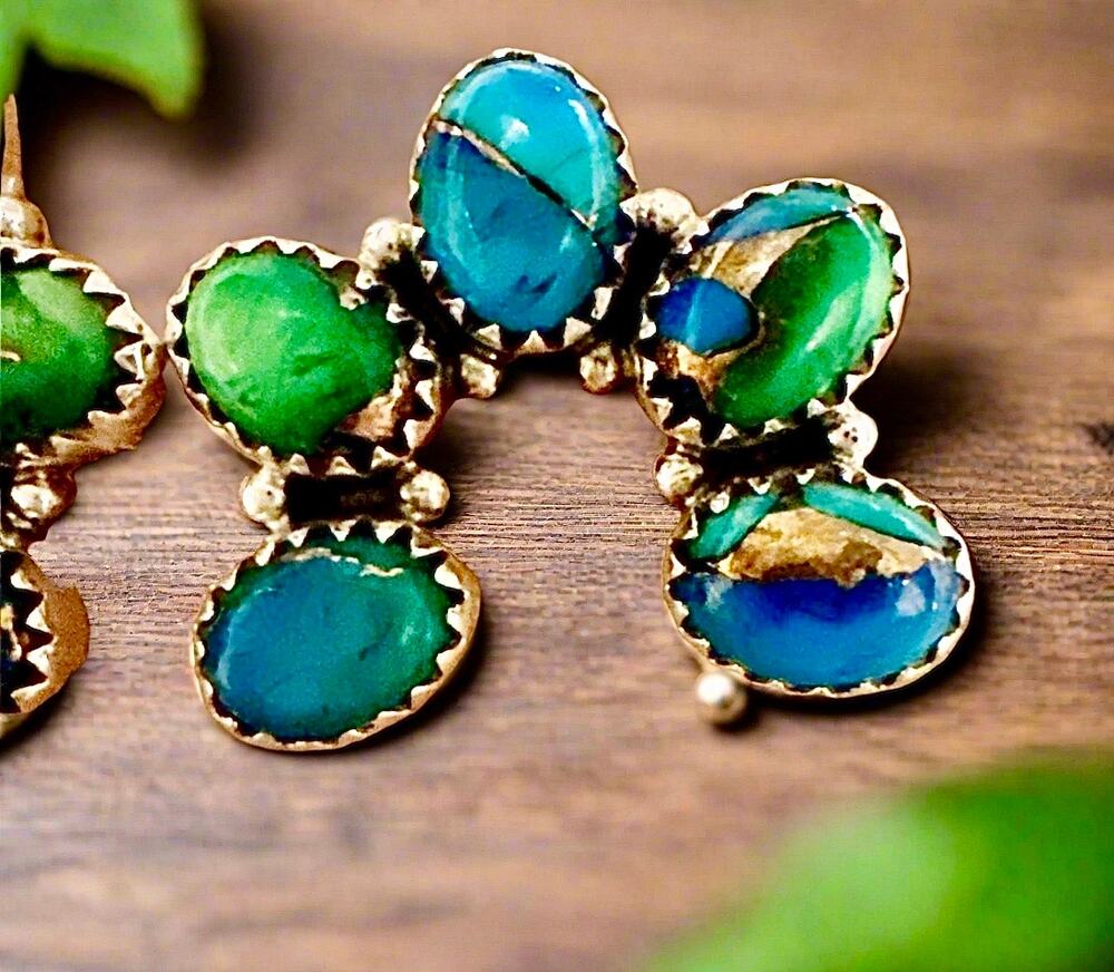 Peacock Dahlia Turquoise | Naja Earrings | 925 Sterling | Southwestern￼